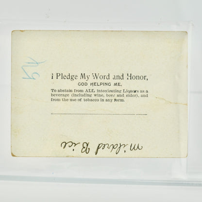 Victorian Temperance Society Pledge Card Antique Floral