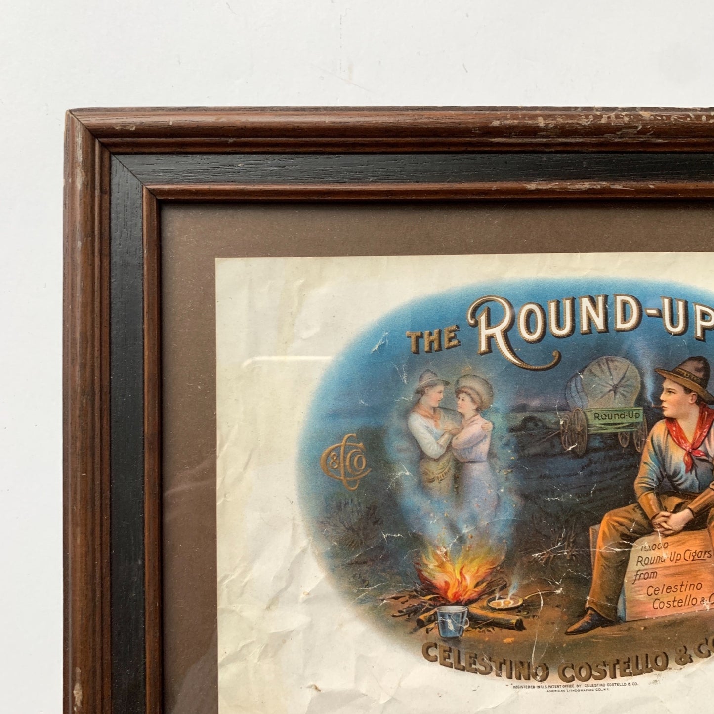 Vintage The Round-Up Cigar Celestino Costello & Co Framed Print