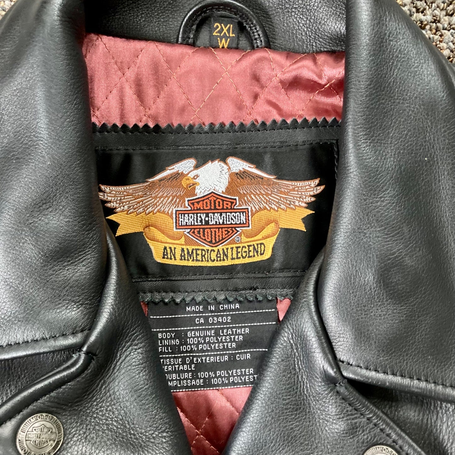 Harley Davidson Women's Leather Motorcycle Jacket Size 2XL Black CA-03402 NICE!