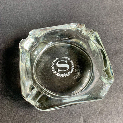 Vintage Sheraton Hotels Ashtray Clear Glass White Logo