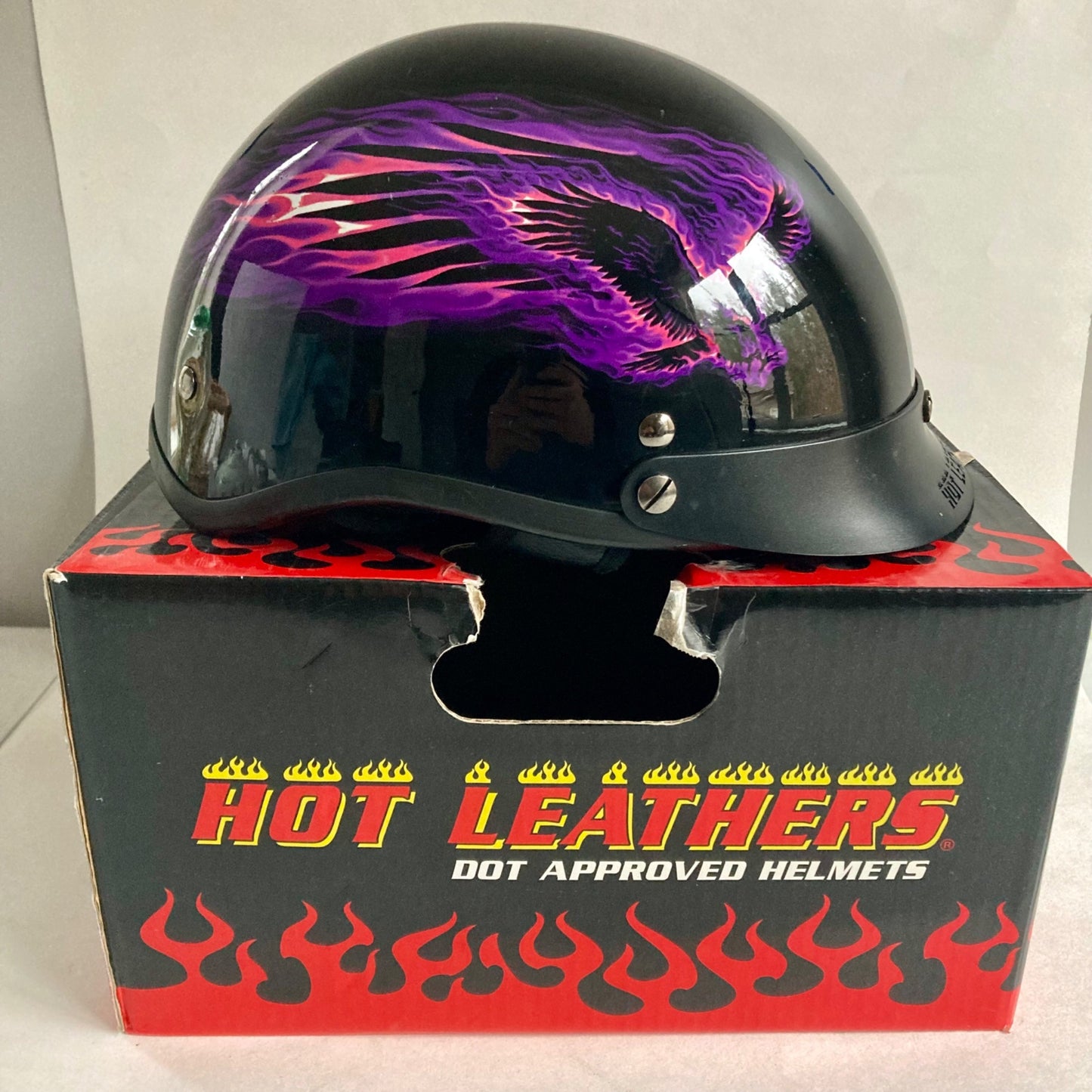 Hot Leathers Purple Blackout Eagle Motorcycle Half-Helmet Size XS