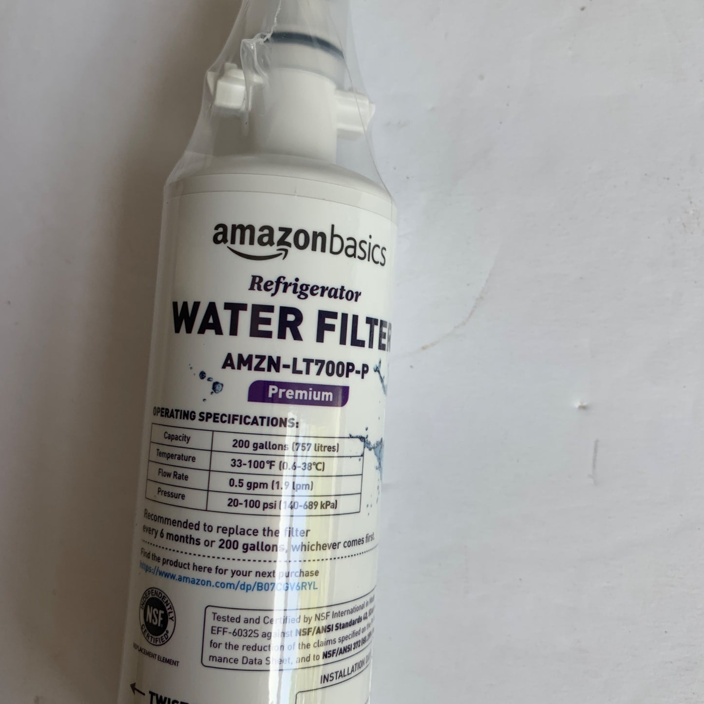 Amazon Basics AMZN-LT700P-P Refrigerator Water Filter New