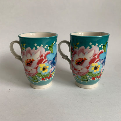 Pioneer Woman Melody Ceramic Coffee Mugs Lot of 2