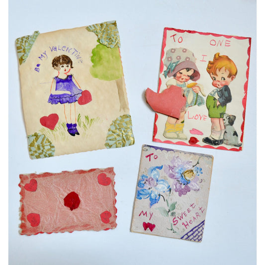 1930s Vintage HANDMADE OOAK Valentine Cards Unique Lot #2