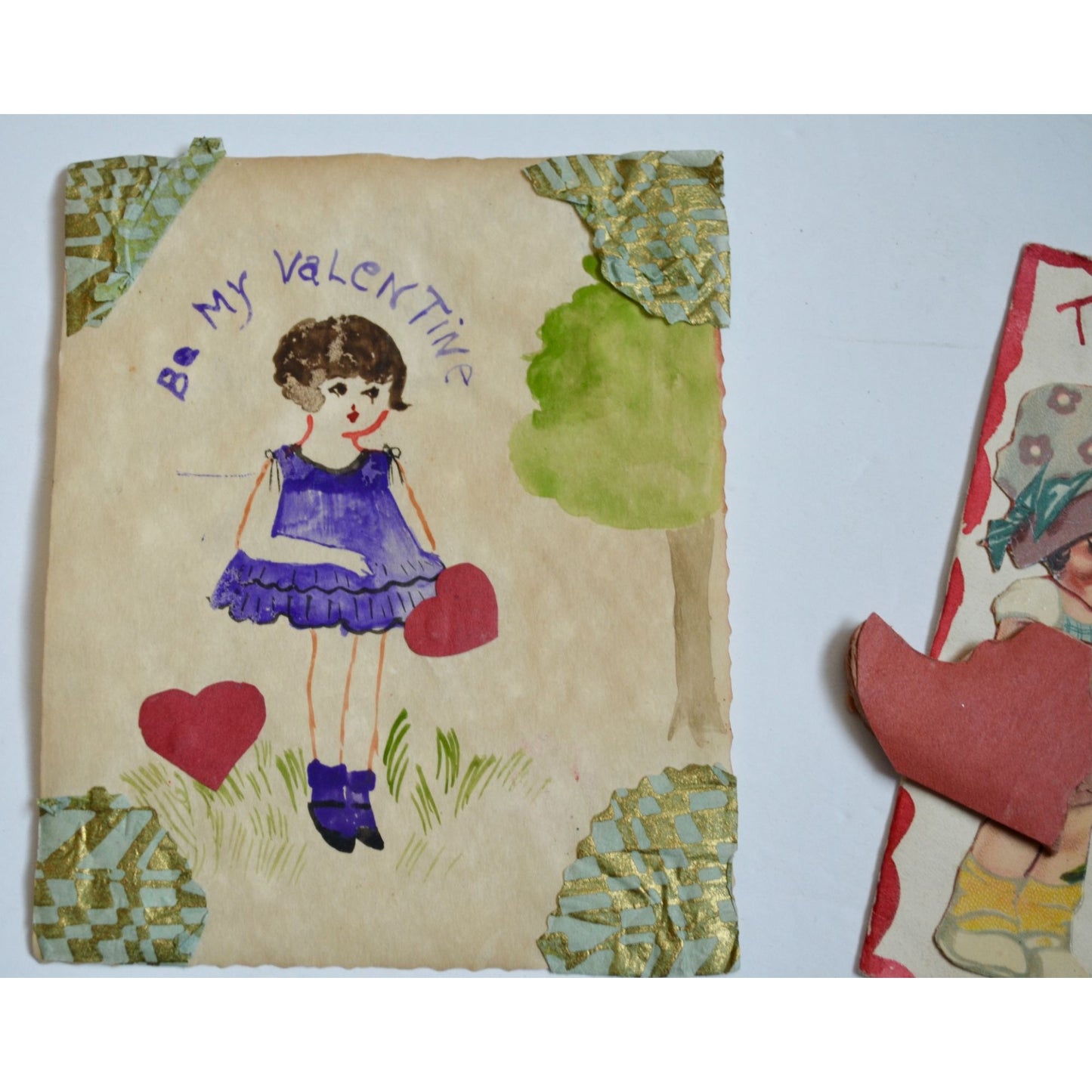 1930s Vintage HANDMADE OOAK Valentine Cards Unique Lot #2