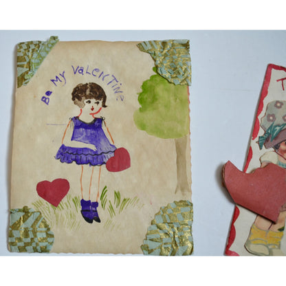 1930s Vintage HANDMADE OOAK Valentine Cards Unique Lot #2