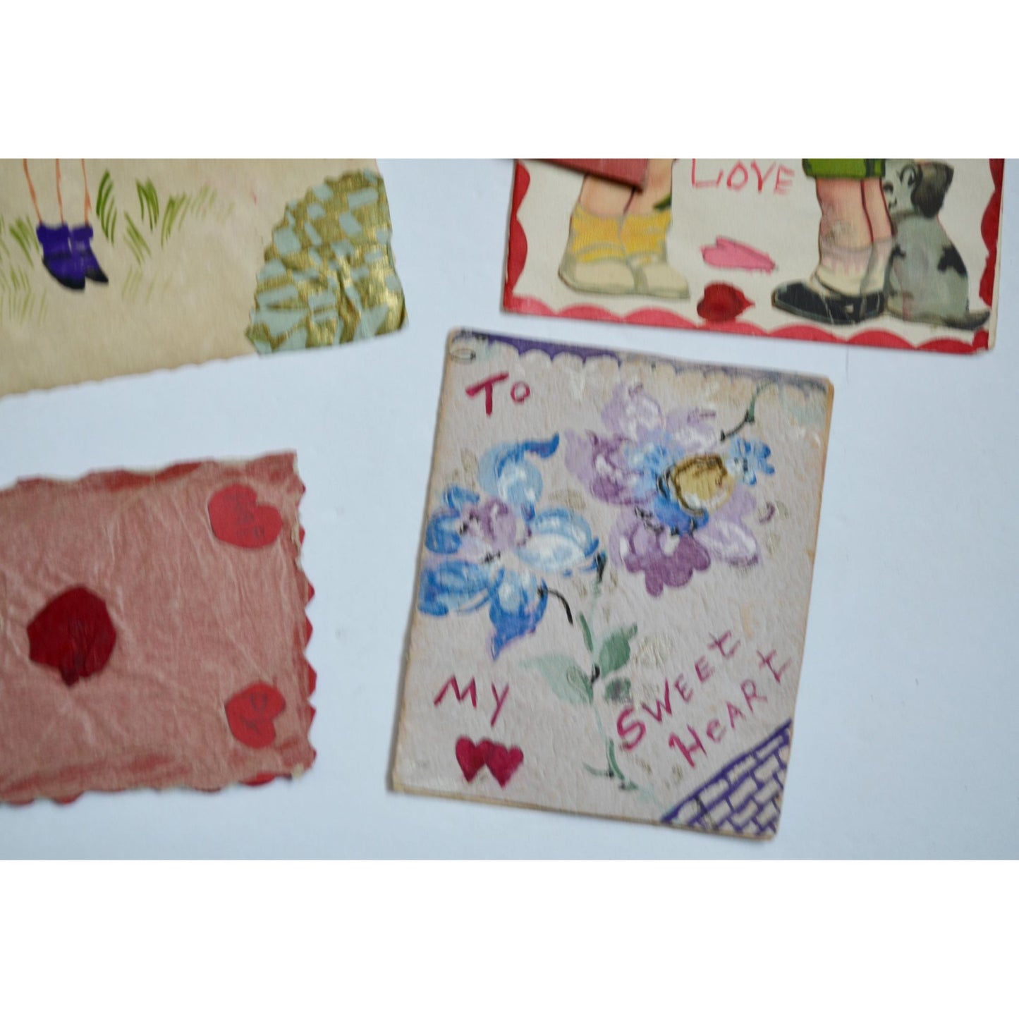 1930s Vintage HANDMADE OOAK Valentine Cards Unique Lot #2