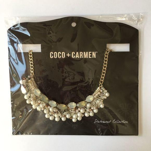 New Coco + Carmen Gold Pearl Statement Necklace