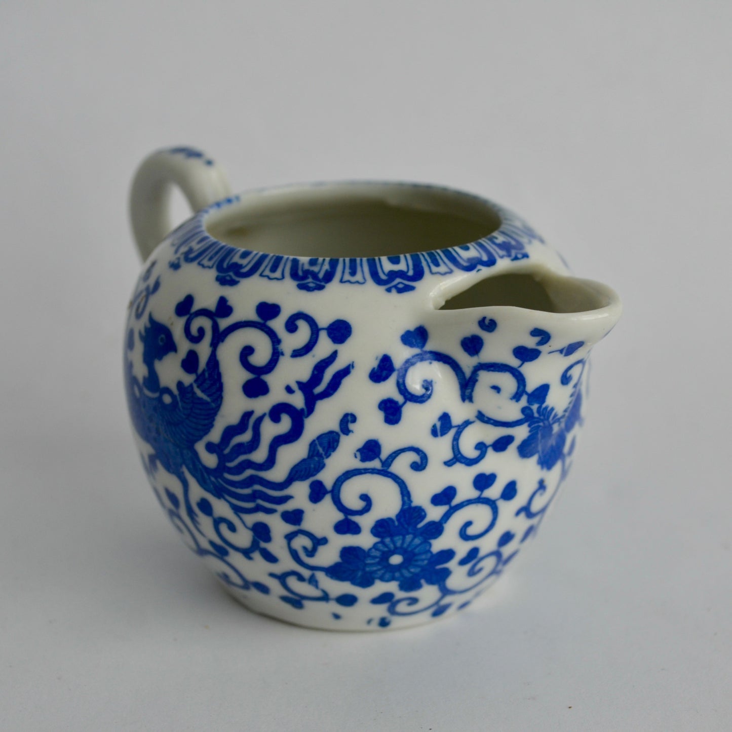 Japan Blue & White Willow Phoenix Creamer Vintage
