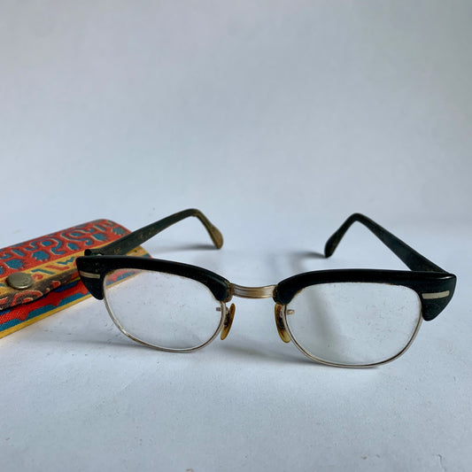 Vintage UOC Clubmaster Style Glasses 1/10 12K GF 44-22 with Case