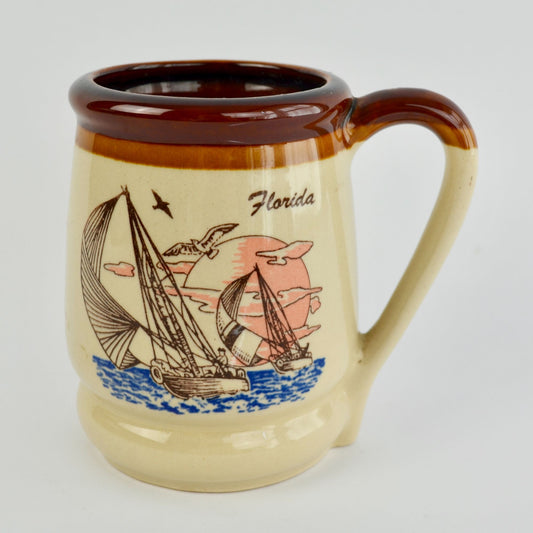 Vintage Brown Florida Sailboat Coffee Mug Big
