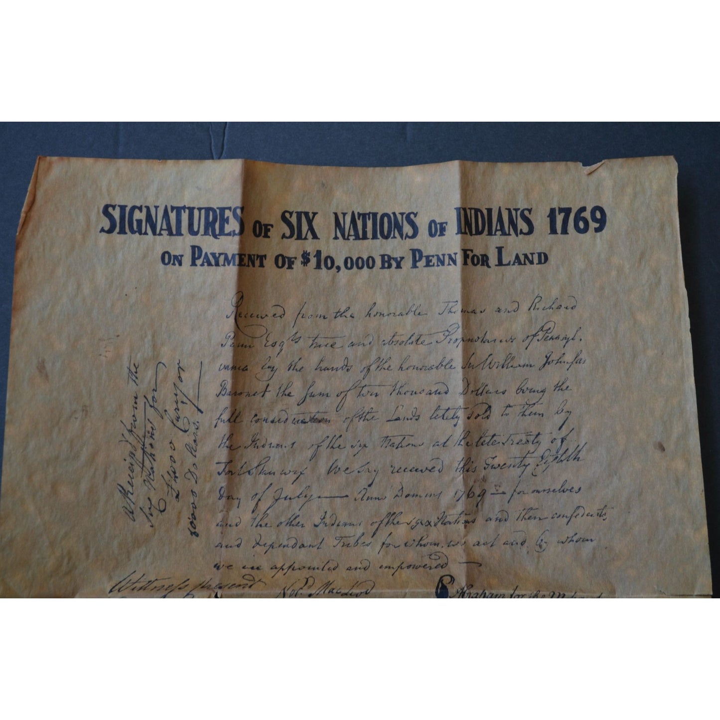 Signatures Of Six Nations Of Indians 1769 Historical Document Reproduction