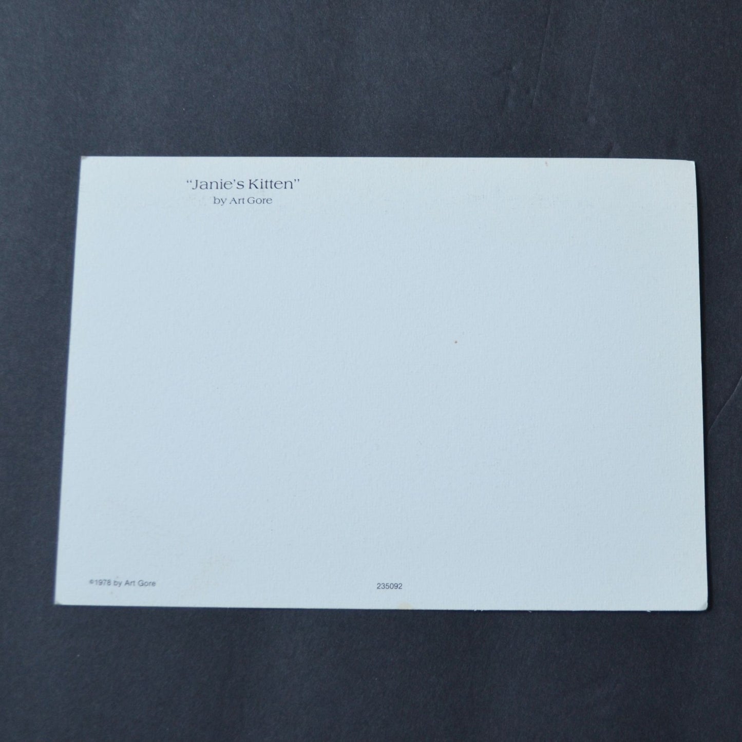 Jane's Kitten by Art Gore Print 7 x 5" Vintage