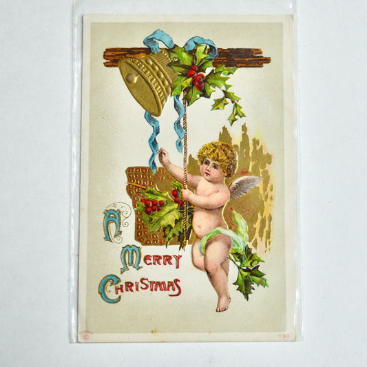 Early 1900s Antique A Merry Christmas Cherub Postcard