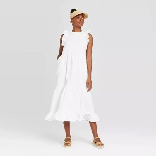 New Universal Thread White Tiered Ruffle Dress