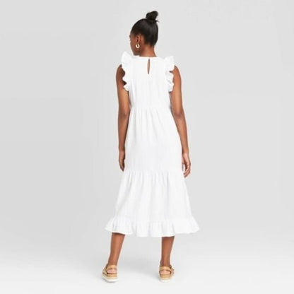 New Universal Thread White Tiered Ruffle Dress