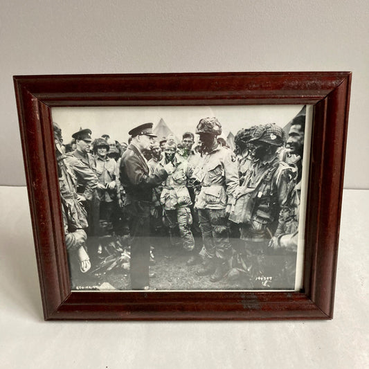 Dwight Eisenhower D-Day Normandy Black & White Photograph Print 8x10 WWII Framed