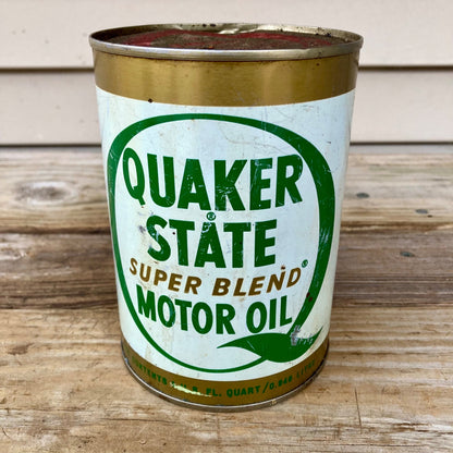 Vintage Quaker State Super Blend Motor Oil Can SAE 10W-20W-30