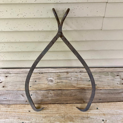 Antique Ice Block Tongs Cast Iron 22" Primitive Ice Carrying Tool Vintage