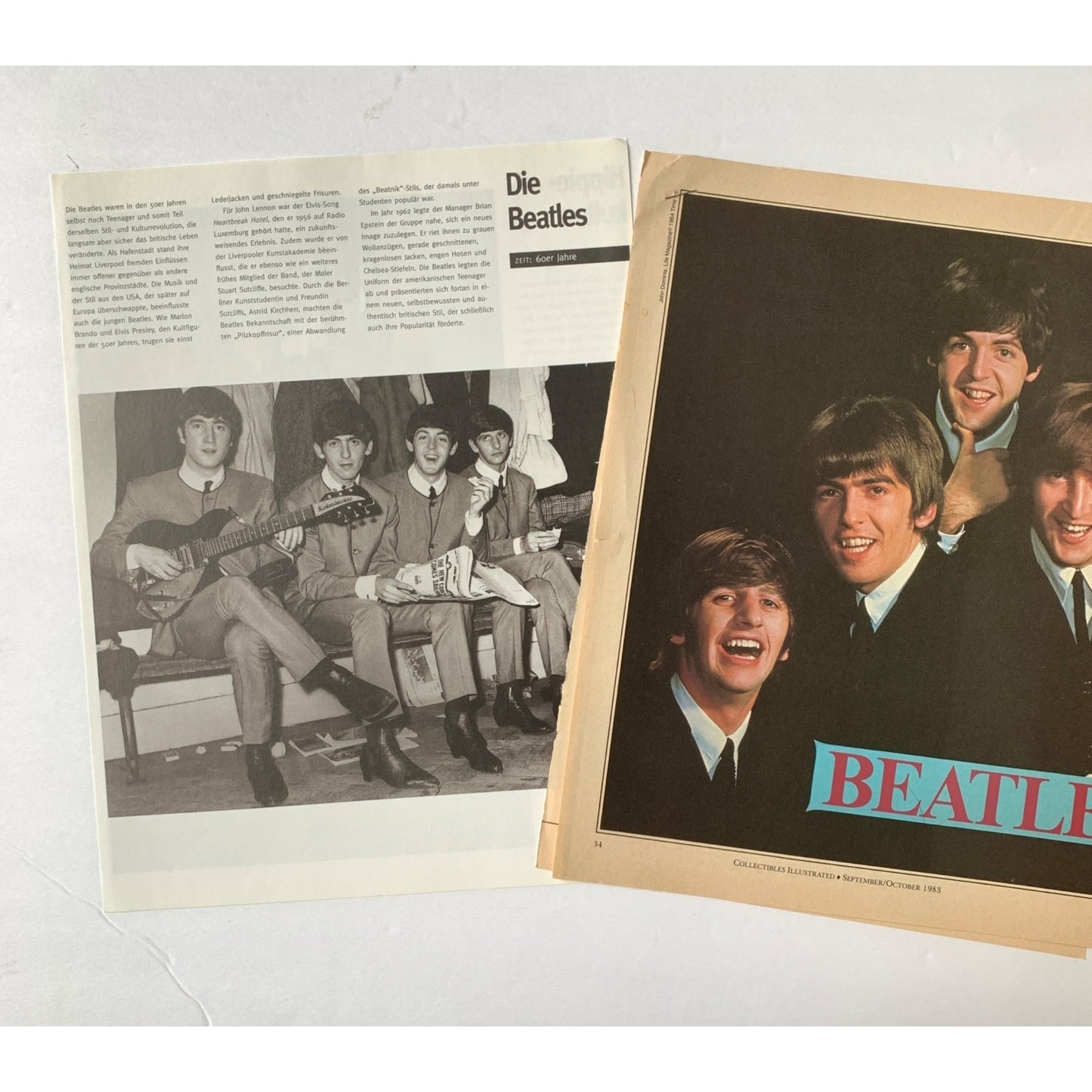 Beatles Magazine Cutouts Pages 1983 Collectibles Illustrated and Mode