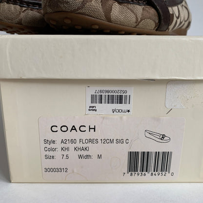 Coach Flores A2160 Signature C Brown Flats 7.5 M with Box