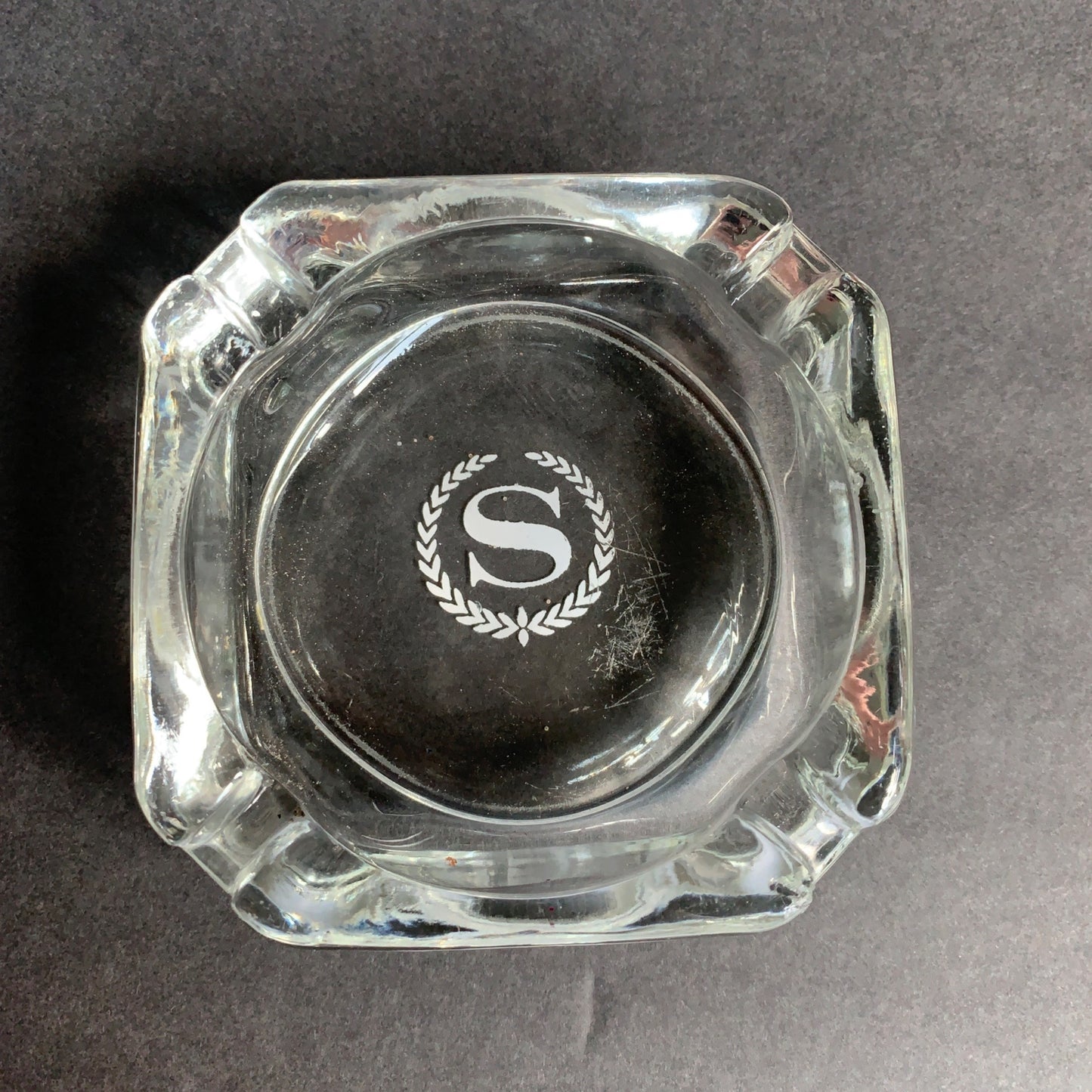 Vintage Sheraton Hotels Ashtray Clear Glass White Logo