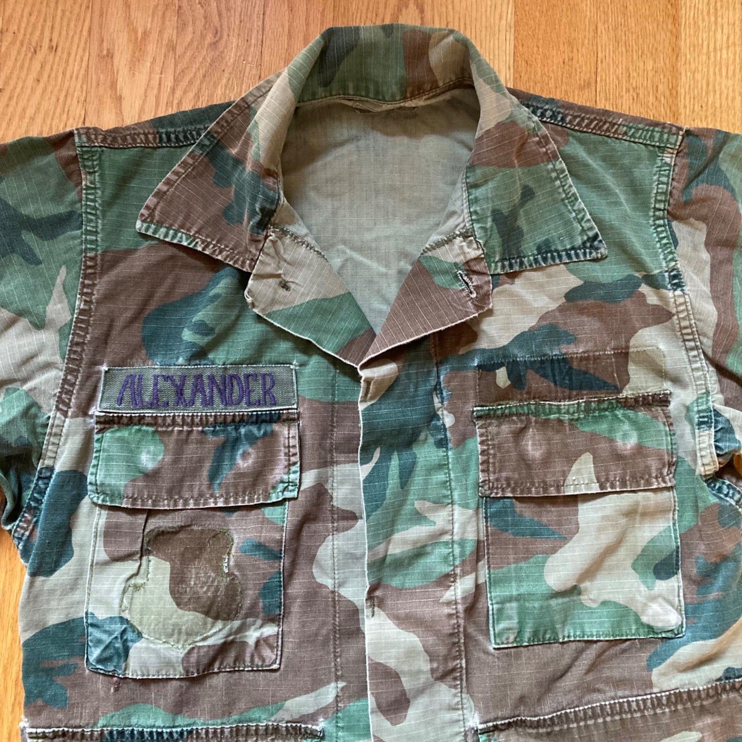 Air Force BDU Woodland Camo Shirt Top Senior Airman Hot Weather Combat Jacket