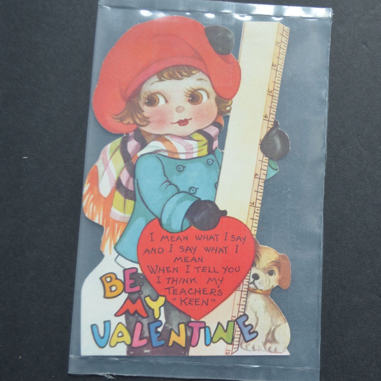 Vintage Valentine Card Teacher's Keen Be My Valentine Large