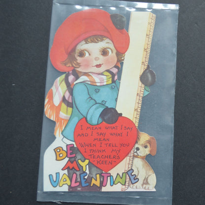 Vintage Valentine Card Teacher's Keen Be My Valentine Large