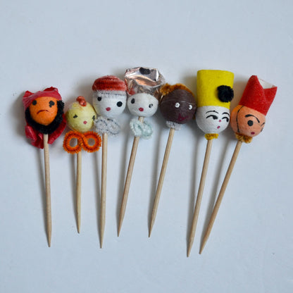 Vintage Pipe Cleaner Cake Cupcake Toppers Set of 7