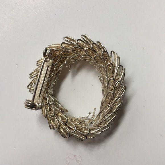 Vintage Christmas Wreath and Tree Brooch Pin