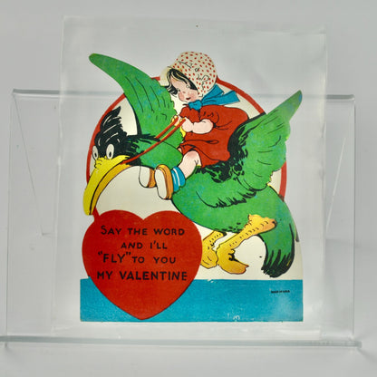 Vintage Valentine's Day Card Say the Word and I'll Fly To You My