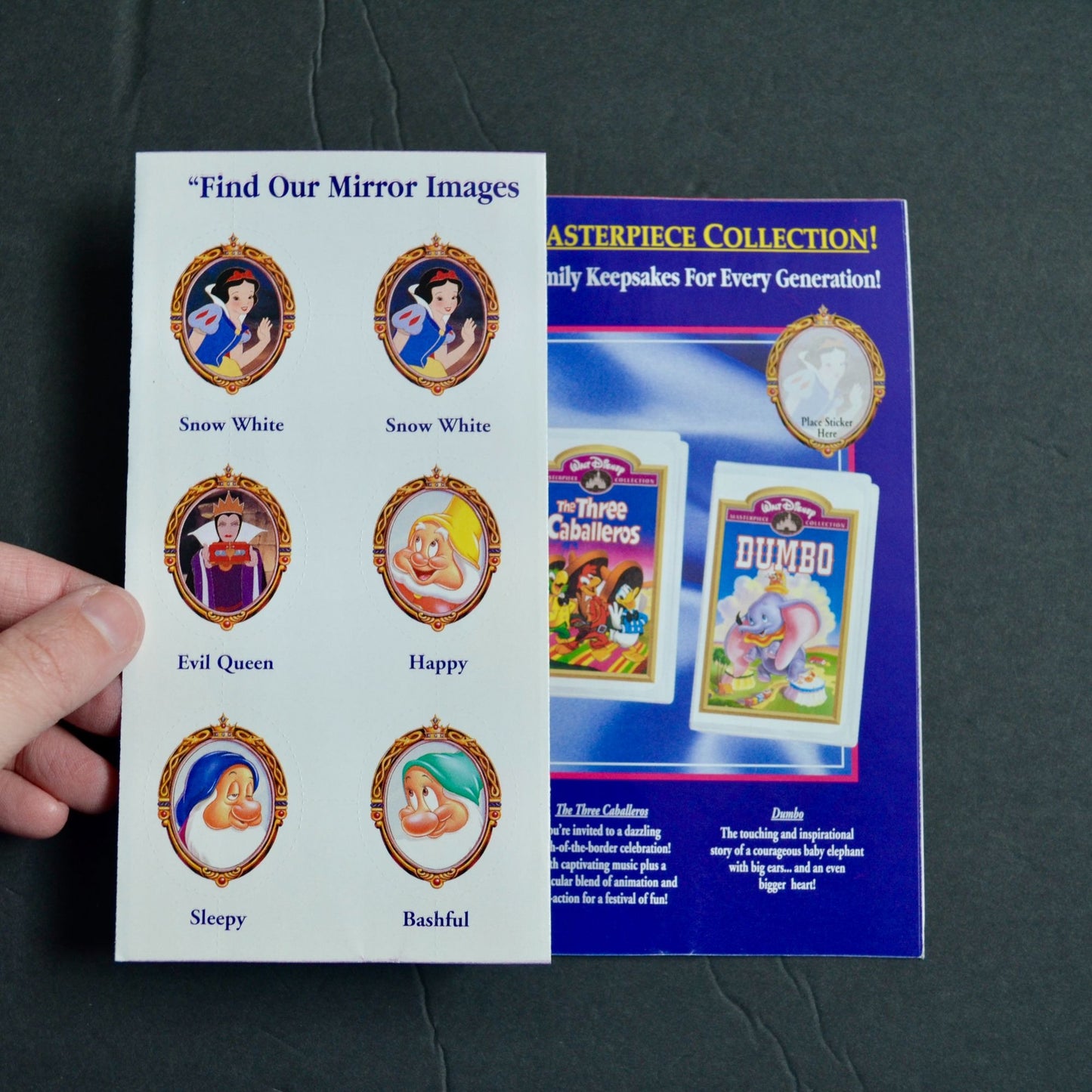 Disney Snow White Video Promo Pamphlet Stickers Mirror Image Vintage