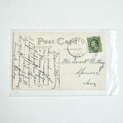 Antique A Joyful Christmas Santa Chimney Postcard Spencer Iowa