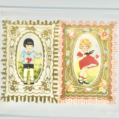 Vintage Die-Cut Valentine's Day Card Boy Girl West Wind