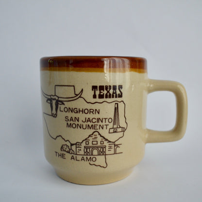 Vintage Texas Japan Coffee Mug Longhorn San Jacinto Alamo Brown