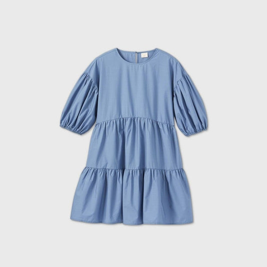 A New Day Puff Short-Sleeve Tiered Dress Small New