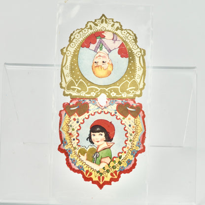 Vintage Valentine's Day Die Cut Heart Card Boy Girl