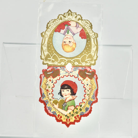 Vintage Valentine's Day Die Cut Heart Card Boy Girl
