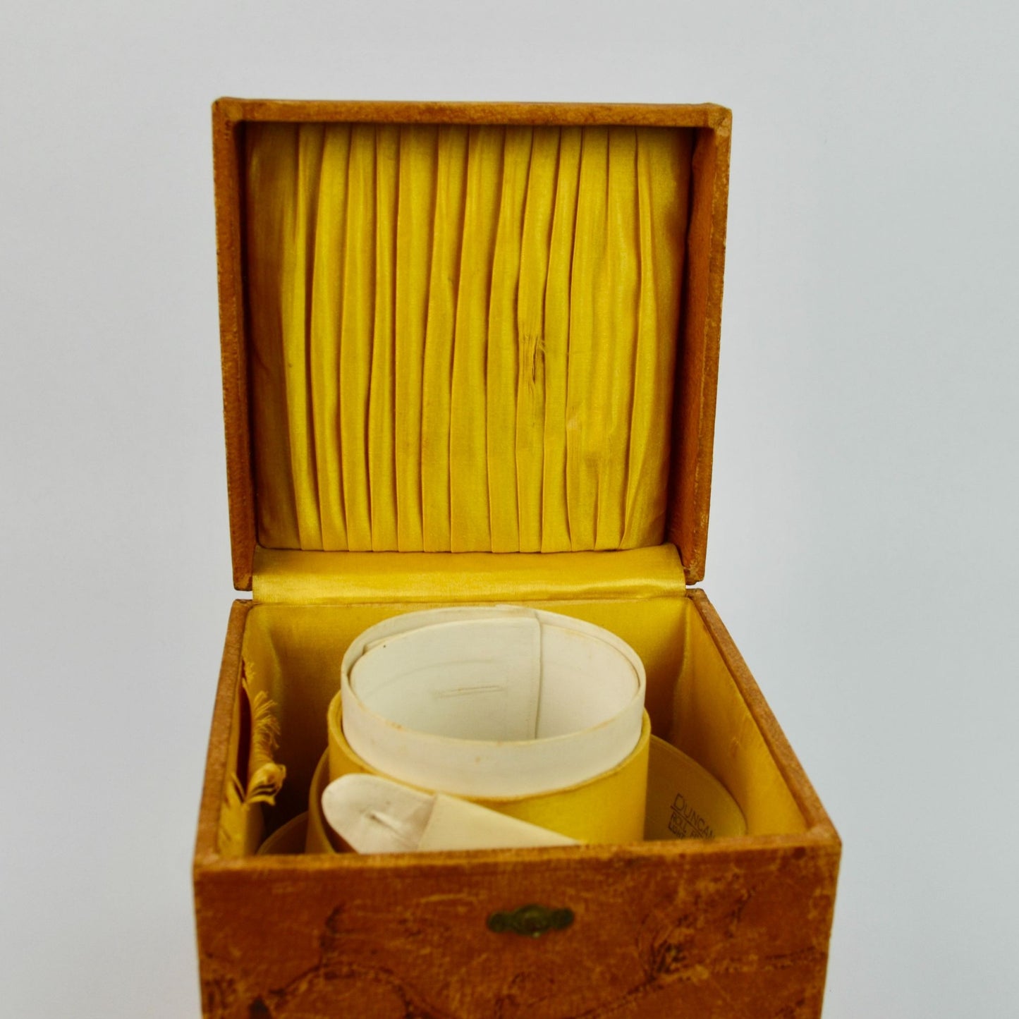 Antique Victorian Men's Cuff & Collar Stay Box Leather Covered Wood