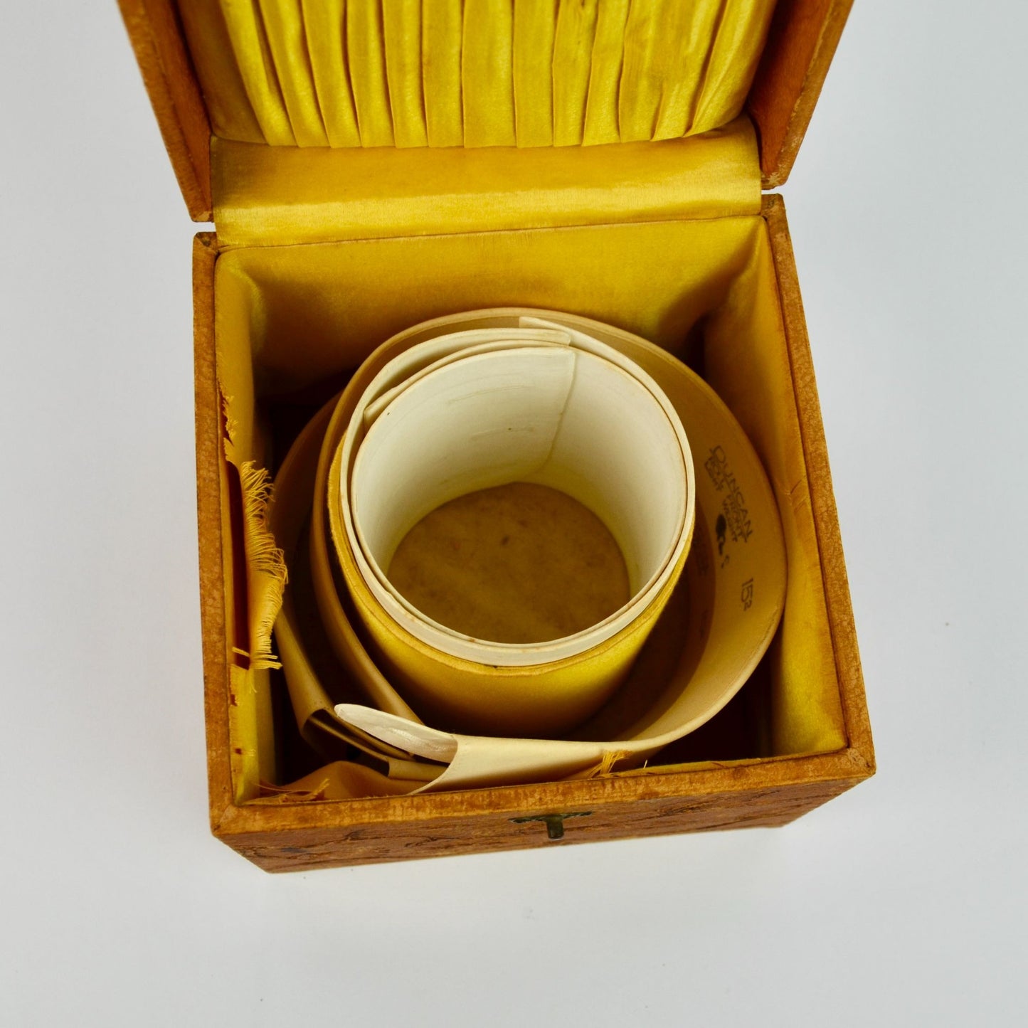 Antique Victorian Men's Cuff & Collar Stay Box Leather Covered Wood