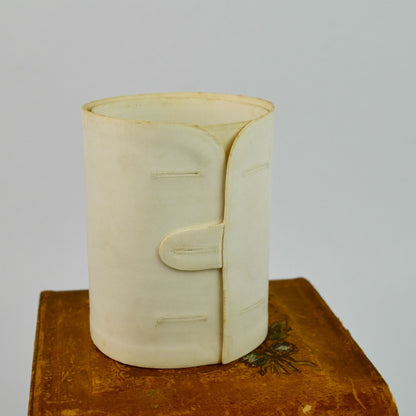 Antique Victorian Men's Cuff & Collar Stay Box Leather Covered Wood