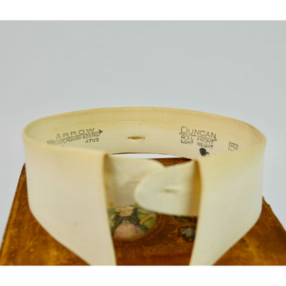 Antique Victorian Men's Cuff & Collar Stay Box Leather Covered Wood