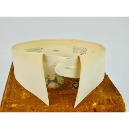 Antique Victorian Men's Cuff & Collar Stay Box Leather Covered Wood