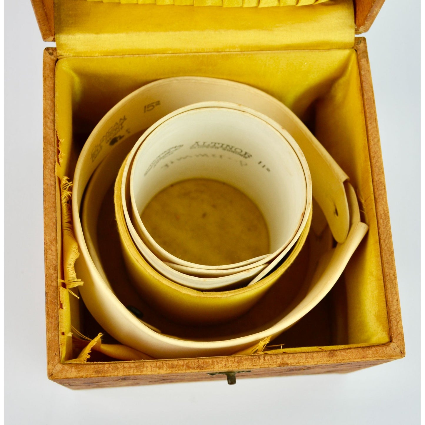 Antique Victorian Men's Cuff & Collar Stay Box Leather Covered Wood