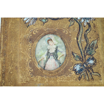 Antique Victorian Men's Cuff & Collar Stay Box Leather Covered Wood