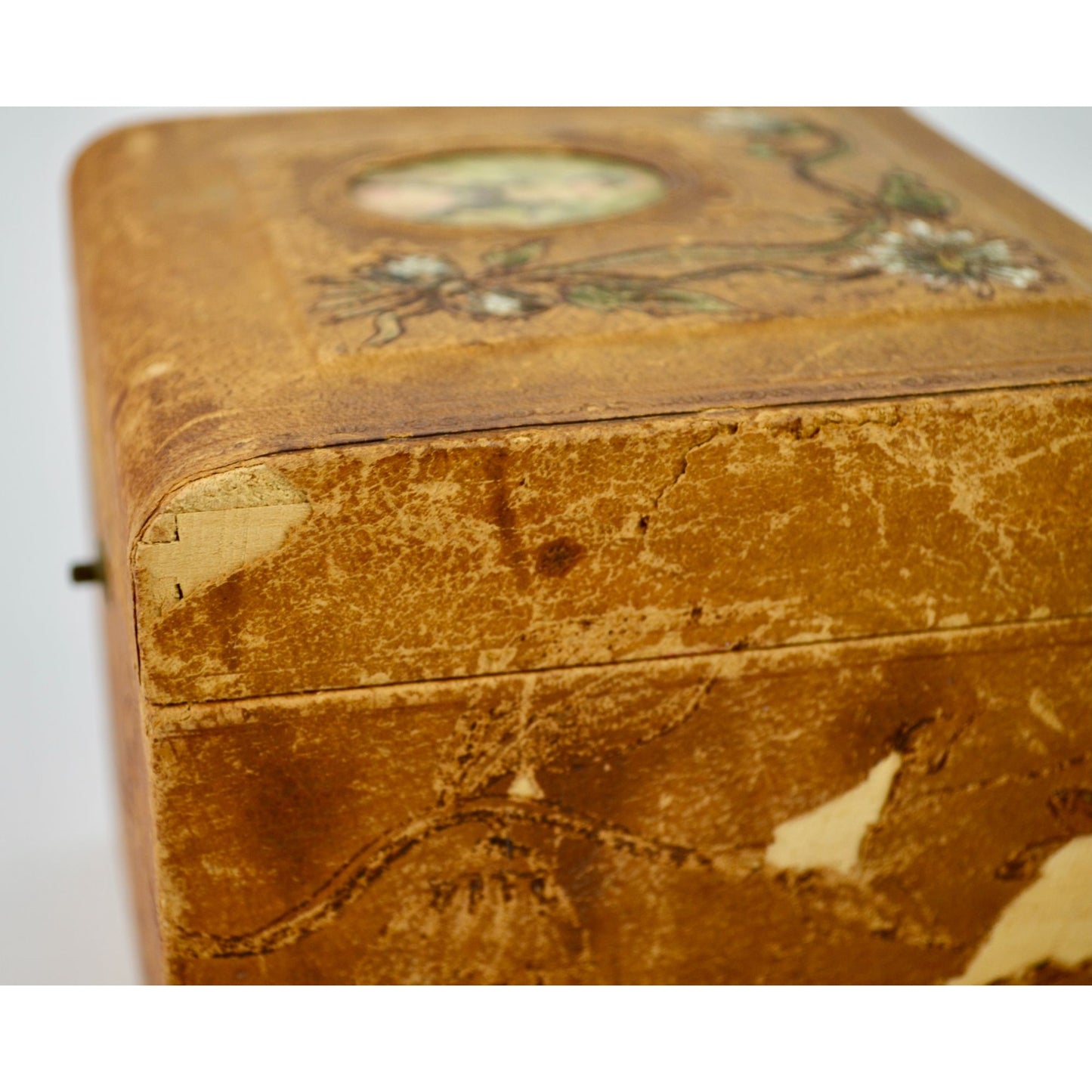 Antique Victorian Men's Cuff & Collar Stay Box Leather Covered Wood