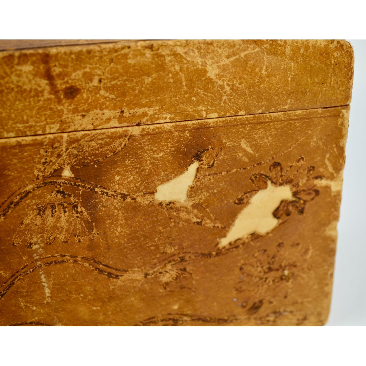 Antique Victorian Men's Cuff & Collar Stay Box Leather Covered Wood