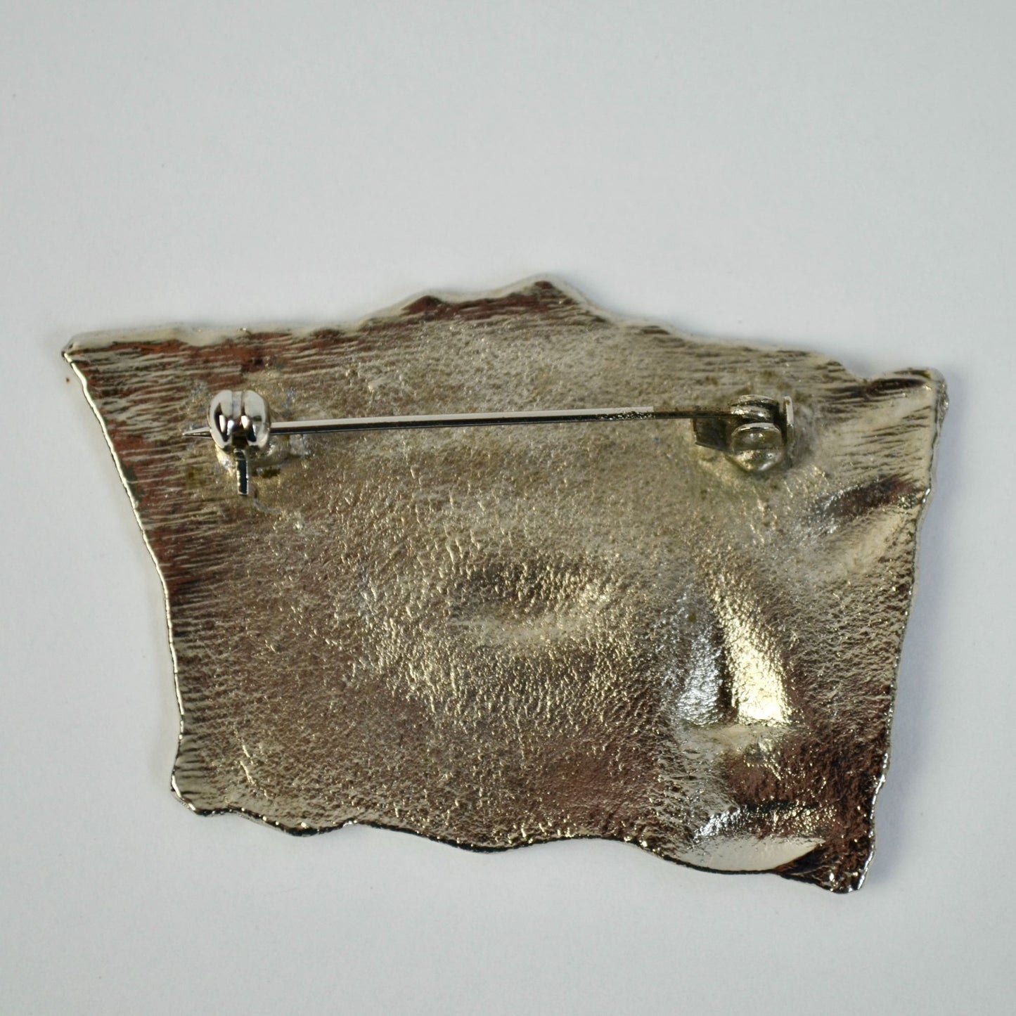 Vintage JJ Jonette Jewelry Shiny SILVER Asian FACE Pin Brooch