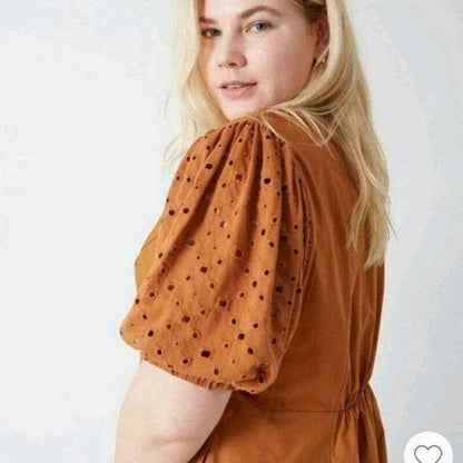Ava & Viv Short Sleeve Eyelet Dress Orange New 4X